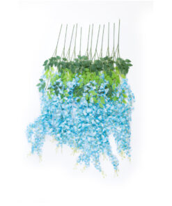 GloboStar® Artificial Garden BLUE WISTERIA FLOWER BRANCH 21515 Σετ 12 Τεχνητά Διακοσμητικά κλαδιά Βιστέριας Μπλέ Φ45 x Υ120cm