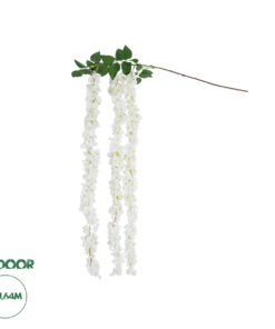 GloboStar® Artificial Garden WHITE WISTERIA FLOWER BRANCH 21516 Τεχνητό Διακοσμητικό κλαδί Βιστέρια Λευκό Φ45 x Υ164cm
