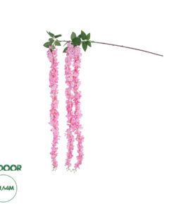 GloboStar® Artificial Garden PINK WISTERIA FLOWER BRANCH 21518 Τεχνητό Διακοσμητικό κλαδί Βιστέρια Ροζ Φ45 x Υ164cm