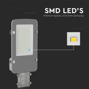 LED Φωτιστικό Δρόμου 50W V-TAC PRO Samsung Chip 110° 5000lm Γκρι Αδιάβροχο IP65 Φυσικό Λευκό 4000K – 215271