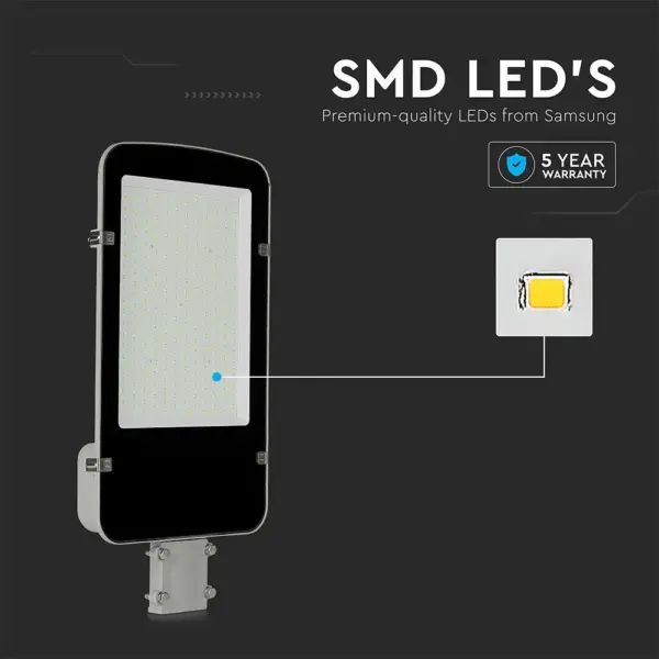LED Φωτιστικό Δρόμου 150W V-TAC PRO Samsung Chip 110° 14100lm Μαύρο-Γκρι Αδιάβροχο IP65 Φυσικό  4000K – 21531