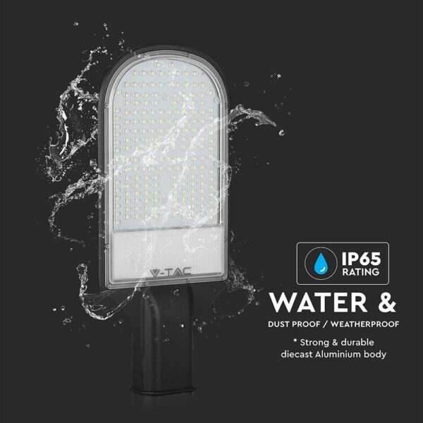 LED Φωτιστικό Δρόμου 100W V-TAC PRO Samsung Chip 110° 8400lm Γκρι Αδιάβροχο IP65 Ψυχρό 6400K – 21536