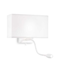 IDEAL LUX Επιτοίχιο Φωτιστικό με LED Αναγνώστη HOTEL 2xE27 Λευκού Χρώματος – 215693
