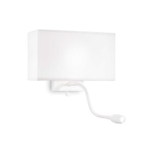 IDEAL LUX Επιτοίχιο Φωτιστικό με LED Αναγνώστη HOTEL 2xE27 Λευκού Χρώματος – 215693