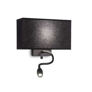 IDEAL LUX Απλίκα Τοίχου με LED Αναγνώστη HOTEL 1xE27 Μαύρου Χρώματος – 215709