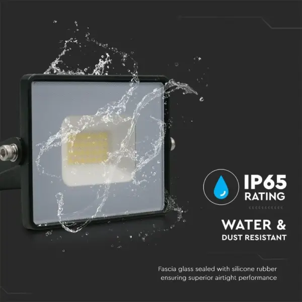 LED Προβολέας 20W Μαύρος V-TAC IP65 100° 1620lm Φυσικό Λευκό 4000K – 215947
