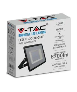 LED Προβολέας 100W Μαύρος V-TAC IP65 100° 8700lm Θερμό 3000Κ – 215964