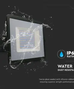 LED Προβολέας 100W Μαύρος V-TAC IP65 100° 8700lm Θερμό 3000Κ – 215964