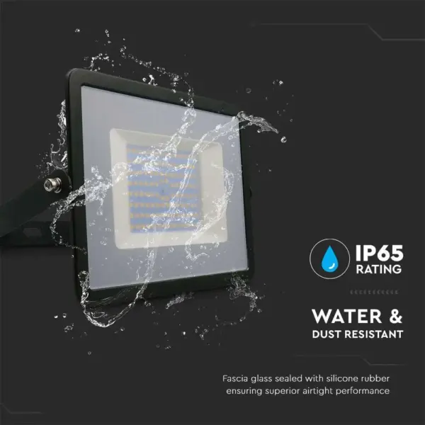 LED Προβολέας 100W Μαύρος V-TAC IP65 100° 8700lm Θερμό 3000Κ – 215964