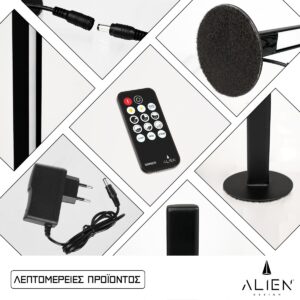 GloboStar® ALIEN-DIVA-BLACK-50-5 ALIEN Design DIVA Μοντέρνο Minimal Nordic Μεταλλικό Φωτιστικό Επιτραπέζιο – Πορτατίφ – Λαμπατέρ Μαύρο LED 8W 800lm με Ασύρματο Χειριστήριο RF & Dimmer IP20 Πράσινο Μ3 x Π1.6 x Υ50cm