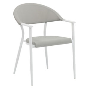 Garden armchair Pino pakoworld aluminum white-textilene gray 216-000002