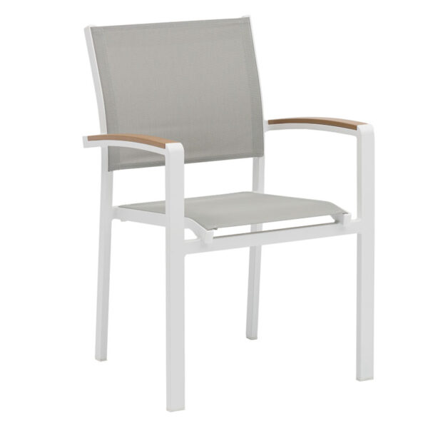 Garden armchair Pori pakoworld dark gray aluminum-natuiral polywood 216-000004