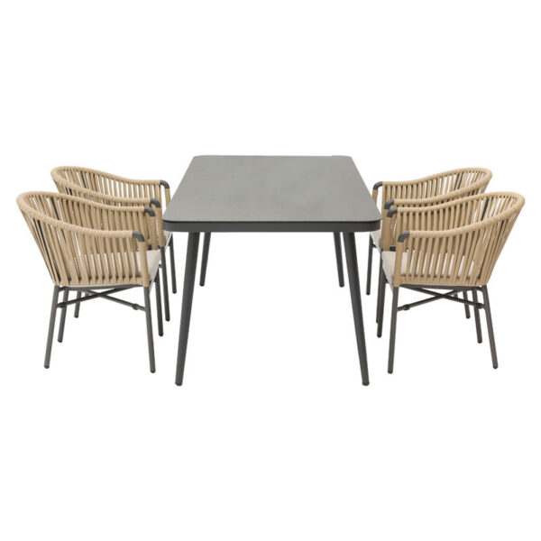 Dining Set 5pcs Ecco-Ditte pakoworld aluminium anthracite-textilene beige 160x90x75cm 216-000017