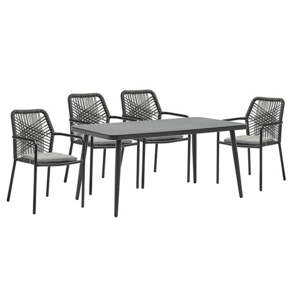Dining Set 5pcs Ecco-Kherson pakoworld aluminium anthracite-textilene grey 160x90x75cm 216-000021