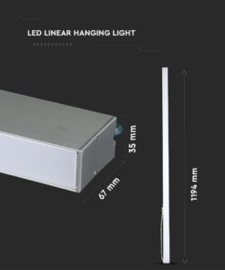 LED Γραμμικό Κρεμαστό Φωτιστικό 120cm Ασημί Linkable 40W V-TAC PRO Samsung Chip 3300lm Ψυχρό Λευκό 6400K – 21601