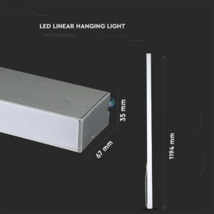 LED Γραμμικό Κρεμαστό Φωτιστικό 120cm Ασημί Linkable 40W V-TAC PRO Samsung Chip 3300lm Ψυχρό Λευκό 6400K – 21601