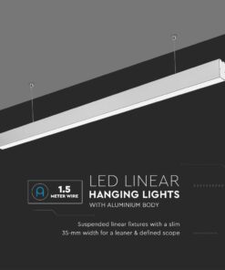 LED Γραμμικό Κρεμαστό Φωτιστικό 120cm Ασημί Linkable 40W V-TAC PRO Samsung Chip 3300lm Ψυχρό Λευκό 6400K – 21601
