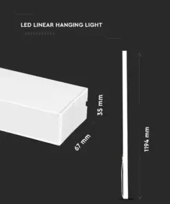 LED Γραμμικό Κρεμαστό Φωτιστικό 120cm Λευκό Linkable 40W V-TAC PRO Samsung Chip 4000lm 120° Ψυχρό 6400K – 21602