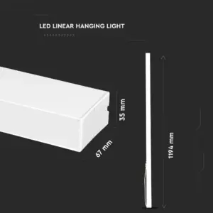 LED Γραμμικό Κρεμαστό Φωτιστικό 120cm Λευκό Linkable 40W V-TAC PRO Samsung Chip 4000lm 120° Ψυχρό   6400K – 21602