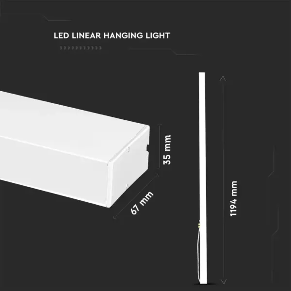 LED Γραμμικό Κρεμαστό Φωτιστικό 120cm Λευκό Linkable 40W V-TAC PRO Samsung Chip 4000lm 120° Ψυχρό   6400K – 21602