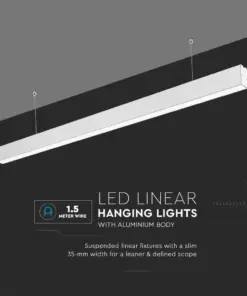 LED Γραμμικό Κρεμαστό Φωτιστικό 120cm Λευκό Linkable 40W V-TAC PRO Samsung Chip 4000lm 120° Ψυχρό 6400K – 21602