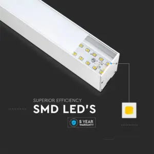 LED Γραμμικό Κρεμαστό Φωτιστικό 120cm Λευκό Linkable 40W V-TAC PRO Samsung Chip 4000lm 120° Ψυχρό   6400K – 21602