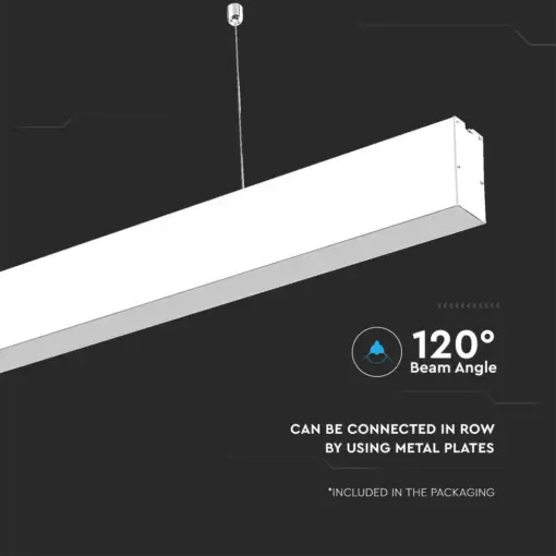 LED Γραμμικό Κρεμαστό Φωτιστικό 120cm Λευκό Linkable 40W V-TAC PRO Samsung Chip 4000lm 120° Ψυχρό   6400K – 21602