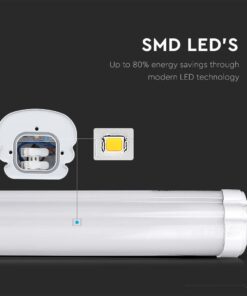 LED Αδιάβροχο IP65 Φωτιστικό Τύπου Φθορίου 18W V-TAC 60cm Ψυχρό 6500K – 216282
