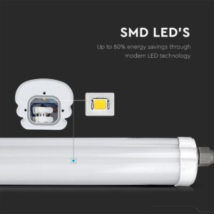 LED Φωτιστικό Τύπου Φθορίου 36W V-TAC 120cm Αδιάβροχο Φυσικό 4000K – 216285