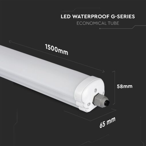 LED Φωτιστικό Τύπου Φθορίου 48W V-TAC 150cm IP65 5760lm Ψυχρό 6400K – 216286