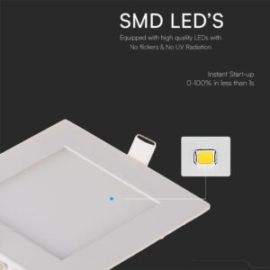 Χωνευτό Φωτιστικό Οροφής LED 3W 6000K Λευκού Χρώματος V-TAC – 216297VT
