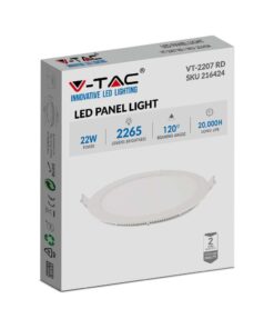 LED Πάνελ Στρογγυλό Χωνευτό 22W V-TAC Ø240mm Φυσικό 4000K – 216423