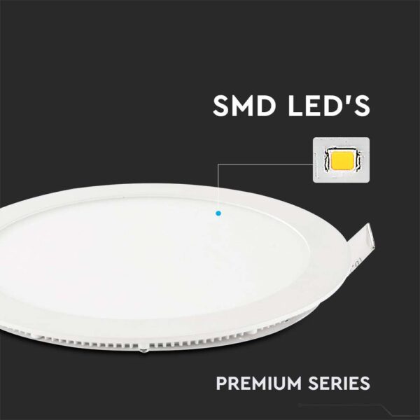 LED Πάνελ Στρογγυλό Χωνευτό 22W V-TAC Ø240mm Φυσικό 4000K – 216423