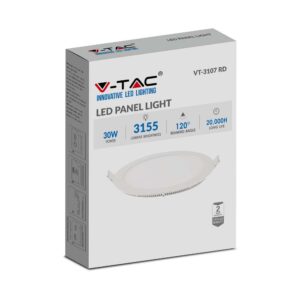 LED Πάνελ Στρογγυλό Χωνευτό 30W V-TAC Ø300mm Ψυχρό Λευκό 6400K – 216429
