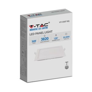 LED Πάνελ Τετράγωνο Χωνευτό 36W V-TAC 30×30 Φυσικό Λευκό 4000K – 216430