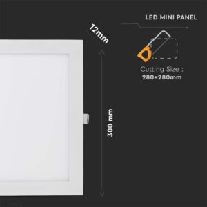 LED Πάνελ Τετράγωνο Χωνευτό 36W V-TAC 30×30 Φυσικό Λευκό 4000K – 216430