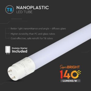 LED Λάμπα T8 G13 60cm 7W V-TAC 160° 1000lm Θερμό 3000K – 216474
