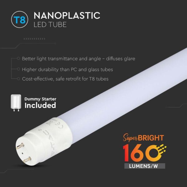LED Λάμπα T8  7W   60 cm  Φυσικό  4000K V-TAC – 216475