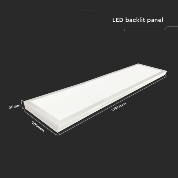 LED Πάνελ Παραλληλόγραμμο 2σε1 Επιφανειακό-Χωνευτό 36W V-TAC 30x120cm Ψυχρό Λευκό 6400K – 216626