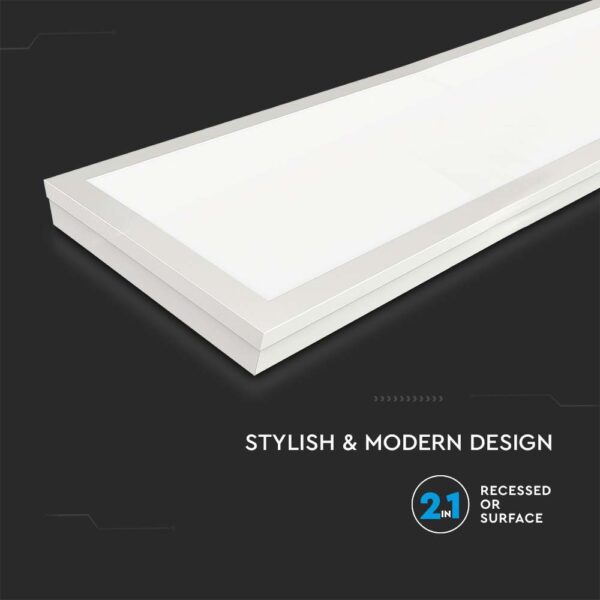 LED Πάνελ Παραλληλόγραμμο 2σε1 Επιφανειακό-Χωνευτό 36W V-TAC 30x120cm Ψυχρό Λευκό 6400K – 216626