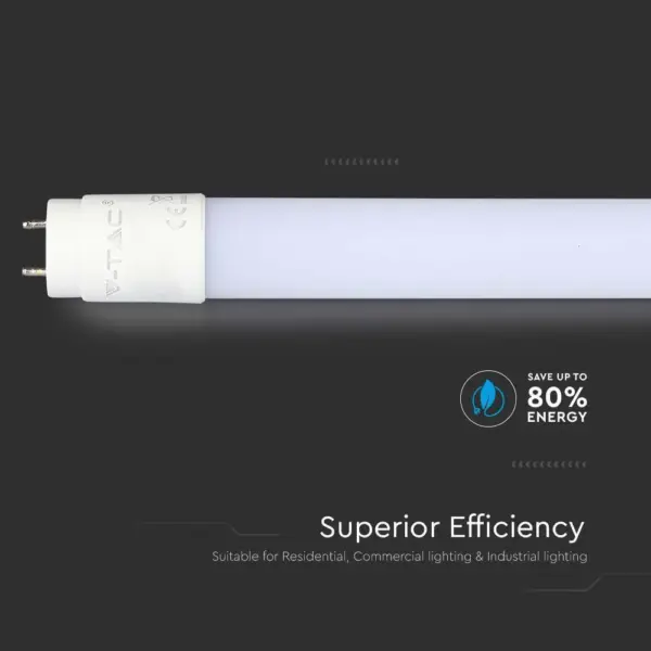 LED Λάμπα T8 G13 120cm 16.5W V-TAC Samsung Chip 1850lm 160° Θερμό 3000K – 21688