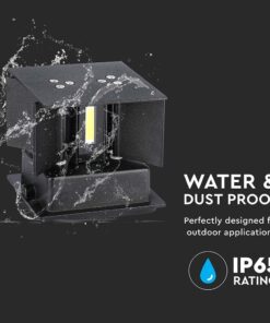 LED Φωτιστικό Τοίχου Up-Down 5W V-TAC Μαύρο Αδιάβροχο IP65 Θερμό 3000Κ – 217078