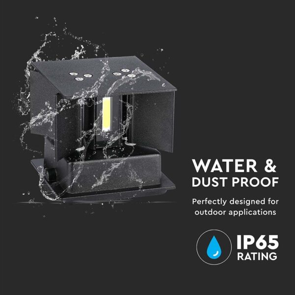 LED Φωτιστικό Τοίχου Up-Down 5W V-TAC Μαύρο Αδιάβροχο IP65 Θερμό 3000Κ – 217078
