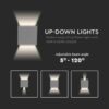LED απλίκα 5W τετράγωνο γκρι σώμα 3000K θερμό λευκό IP65 V-TAC – 217080