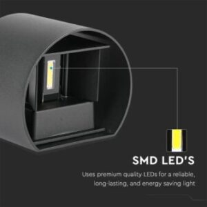 LED απλίκα 5W στρογγυλή μαύρο σώμα 3000K θερμό λευκό IP65 V-TAC – 217081