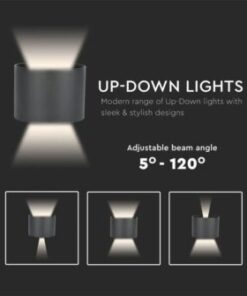 LED απλίκα 5W στρογγυλή μαύρο σώμα 3000K θερμό λευκό IP65 V-TAC – 217081