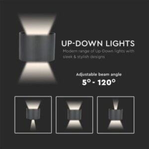 LED απλίκα 5W στρογγυλή μαύρο σώμα 3000K θερμό λευκό IP65 V-TAC – 217081