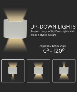 Αρχιτεκτονικό Φωτιστικό Τοίχου Up-Down LED 5W Γκρι Στρογγυλό IP65 4000K με Ρυθμιζόμενη Δέσμη V-TAC – 217092