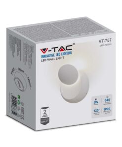 Φωτιστικό Τοίχου 5W LED Κυκλικό Περιστρεφόμενο Λευκό V-TAC IP65 Φυσικό Λευκό 4000K – 217093