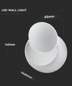 Φωτιστικό Τοίχου 5W LED Κυκλικό Περιστρεφόμενο Λευκό V-TAC IP65 Φυσικό Λευκό 4000K – 217093